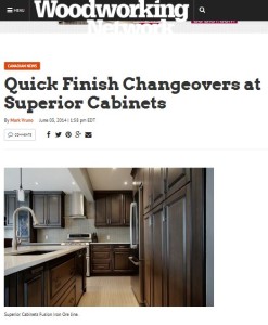 Superior Cabinets was featured in an article titled “Quick Finish Changeovers at Superior Cabinets” on Woodworking Network by Mark Vruno on June 3rd, 2014. Here you will find quotes on cabinet finishing technology trends, Fusion Finishes by Superior Cabinets and the Cyclomix Micro dosing machine from Brent Boechler, Plant Manager of Superior Cabinets.
