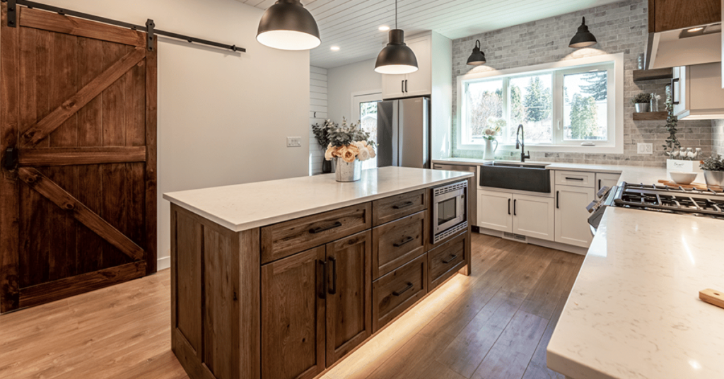 Rustic knotty wood cabinets are on the 2023 Kitchen and Bath Trends list by Superior Cabinets.