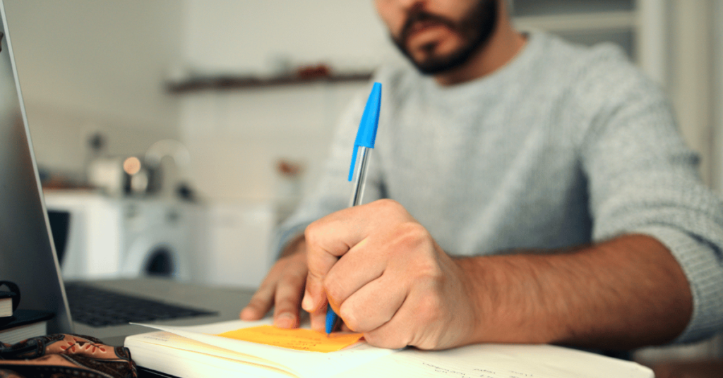 A homeowner man planning their construction schedule