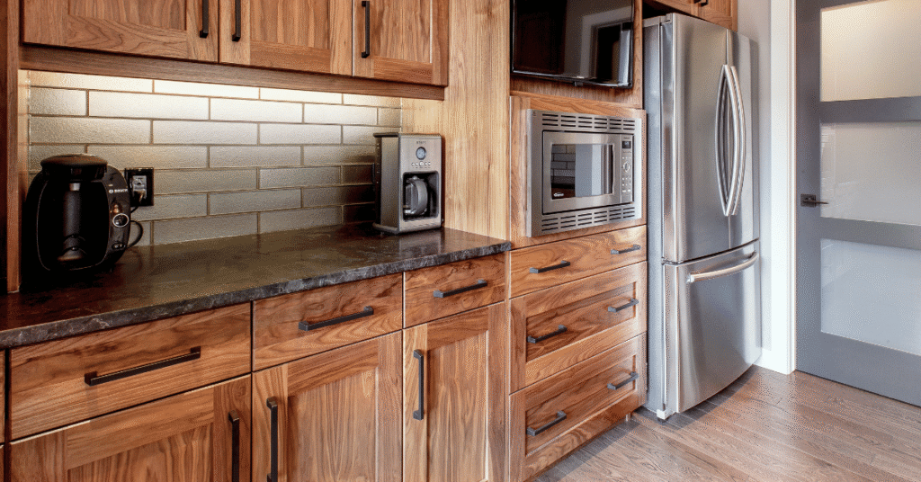 a black walnut kitchen, just installed.
