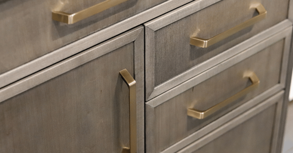 slim shaker cabinets in a stained maple wood.
